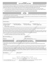 Form AOC-CR-306 Limited Driving Privilege - Speeding (In-county Convictions), Larceny of Motor Fuel, Failure to Move Over, Unsafe Movement, or Passing Stopped School Bus - North Carolina (English/Vietnamese), Page 2