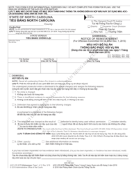 Form AOC-CR-307B VIETNAMESE Dismissal Notice of Reinstatement (For Offenses Committed on or After Dec. 1, 2013) - North Carolina (English/Vietnamese)
