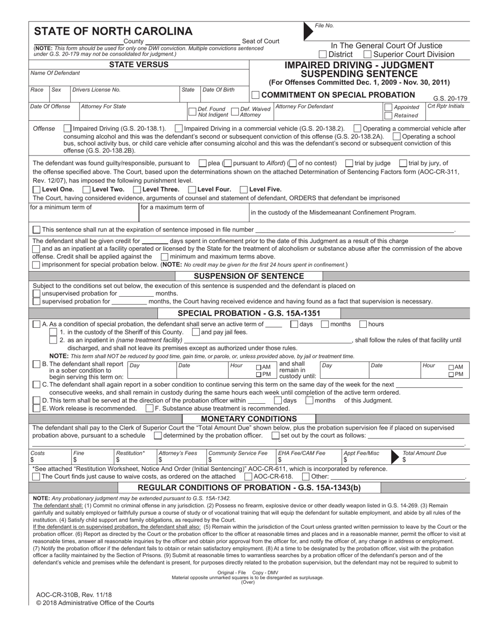 Form AOC-CR-310B - Fill Out, Sign Online and Download Fillable PDF ...