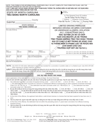 Document preview: Form AOC-CR-312 Limited Driving Privilege Impaired Driving or Open Container or Underage Alcohol Violation (N.c. Convictions Only) - North Carolina (English/Vietnamese)