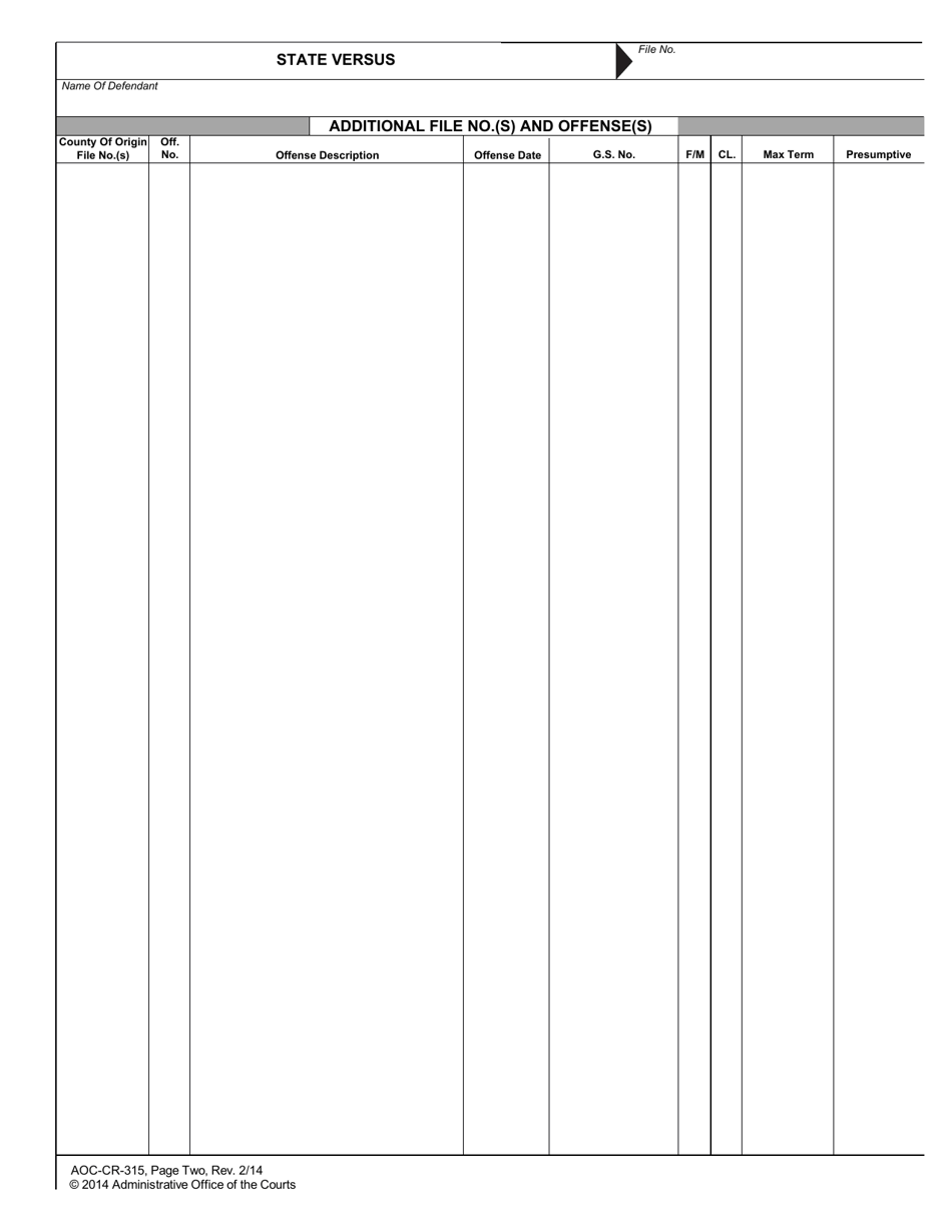 Form AOC-CR-315 Judgment and Commitment Upon Revocation of Probation (Or Election to Serve Sentence) - North Carolina, Page 3