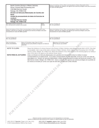Form AOC-CR-317 Forfeiture of Drivers License Failure to Complete Community Service - North Carolina (English/Spanish), Page 4