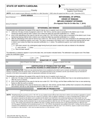 Form AOC-CR-321B Order of Remand in Non-implied-Consent Offense Cases - North Carolina, Page 2