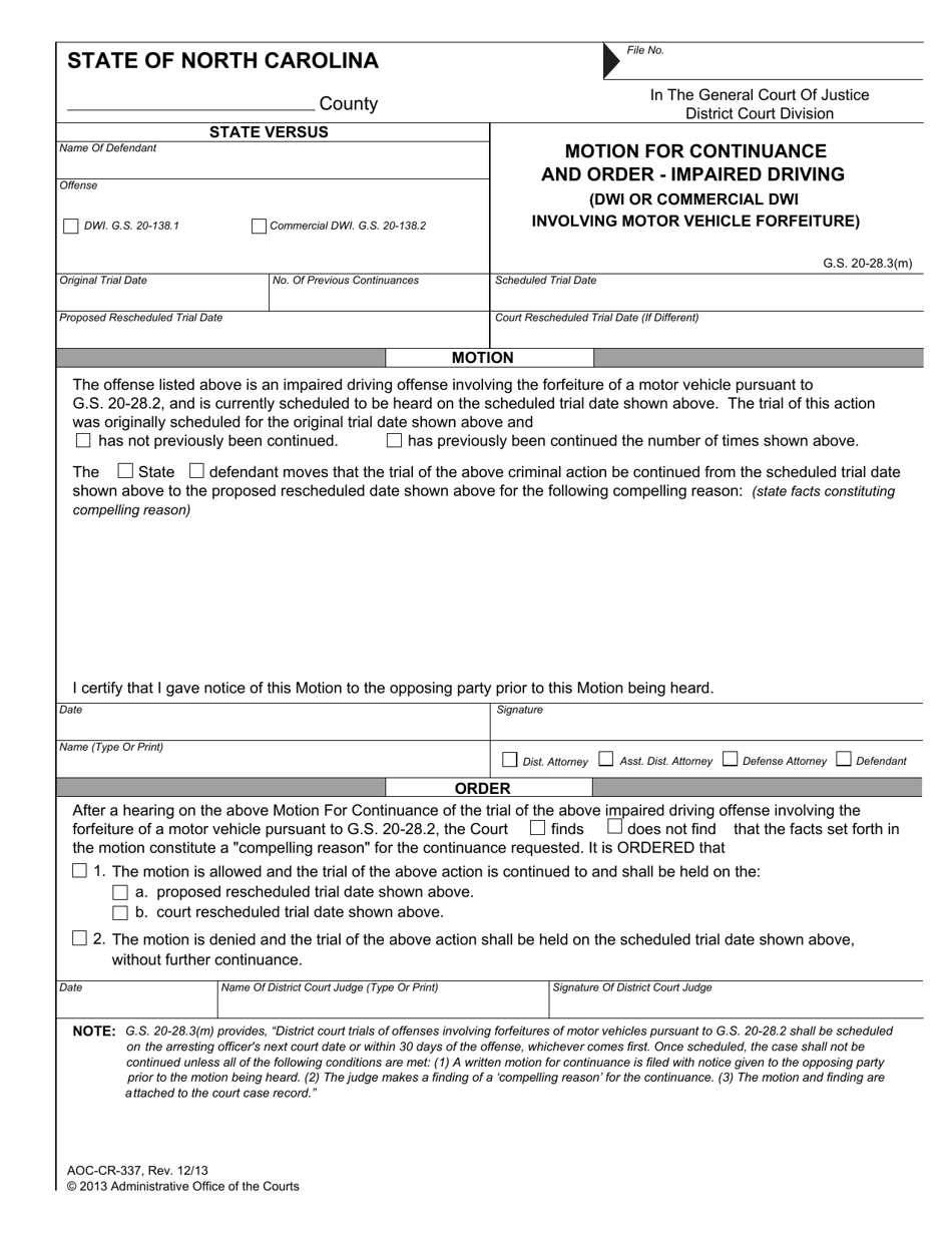 Form AOCCR337 Fill Out, Sign Online and Download Fillable PDF