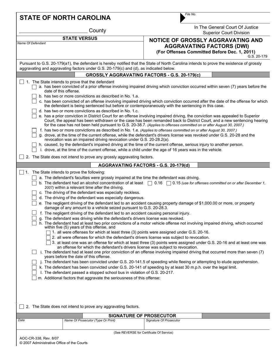 Form Aoc Cr 338 Download Fillable Pdf Or Fill Online Notice Of Grossly