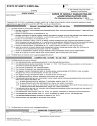 Form AOC-CR-338 Notice of Grossly Aggravating and Aggravating Factors (Dwi) - North Carolina