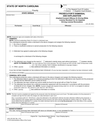 Form AOC-CR-339 Prosecutor&#039;s Dismissal and Explanation (Implied-Consent Offense or Driving While License Revoked for an Impaired Driving License Revocation) - North Carolina