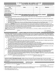 Form AOC-CR-334A Lienholder&#039;s Petition for Release of Seized Motor Vehicle Notice of Hearing/Waiver and Order -impaired Driving - North Carolina, Page 2