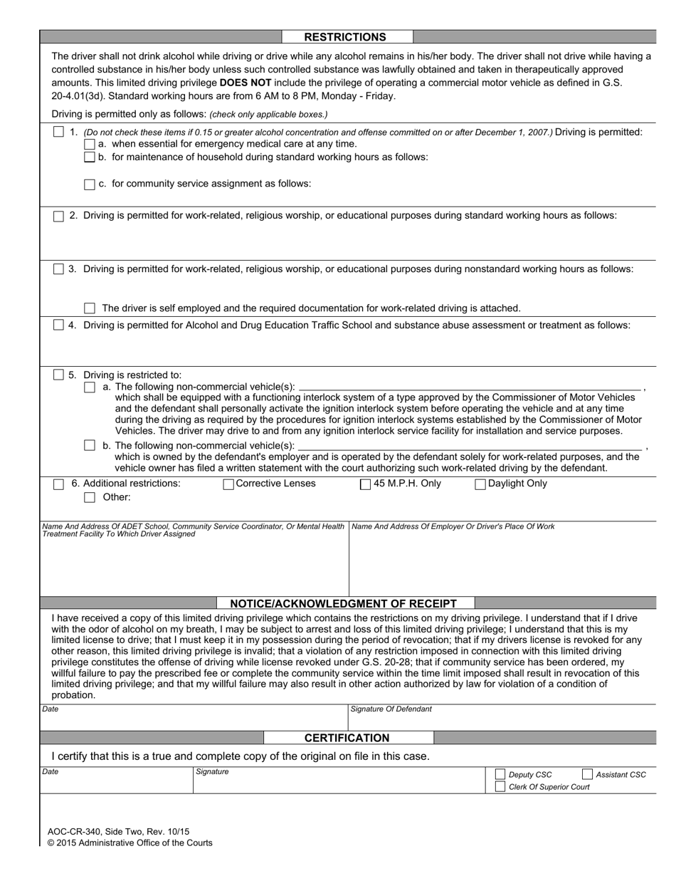 Form AOC-CR-340 - Fill Out, Sign Online and Download Fillable PDF ...