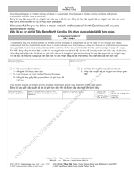Form AOC-CR-341 Order to Surrender License or Limited Driving Privilege - North Carolina (English/Vietnamese), Page 2