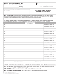 Form AOC-CR-382 Certification of Identity (Victims&#039; Restitution) - North Carolina, Page 2