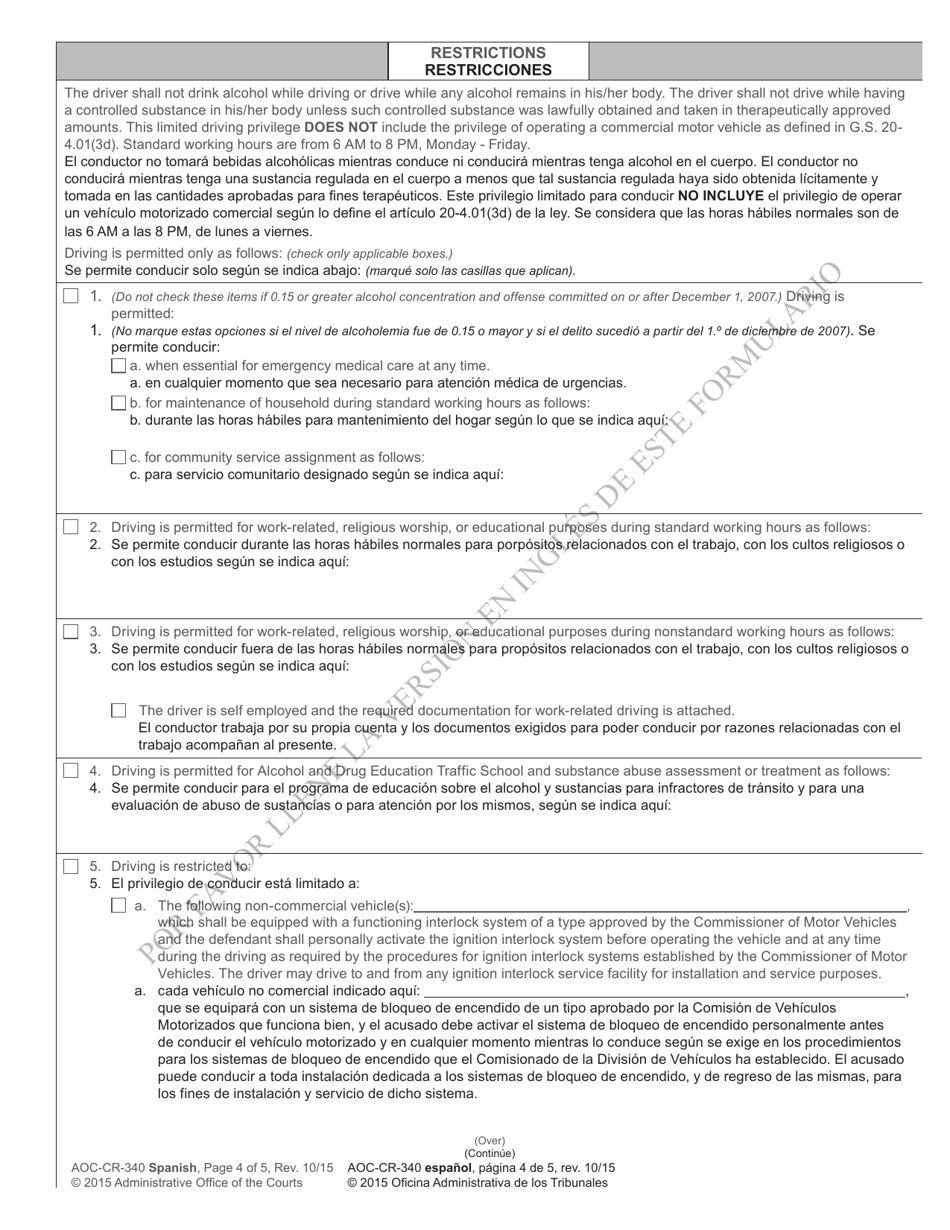 Form AOCCR340 Fill Out, Sign Online and Download Printable PDF