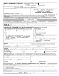 Form AOC-CR-425 Capital Case Fee Application Order for Payment Judgment Against Indigent - North Carolina