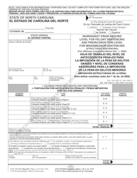 Form AOC-CR-600A Worksheet Prior Record Level for Felony Sentencing and Priorconviction Level for Misdemeanor Sentencing (Structured Sentencing) - North Carolina (English/Spanish)