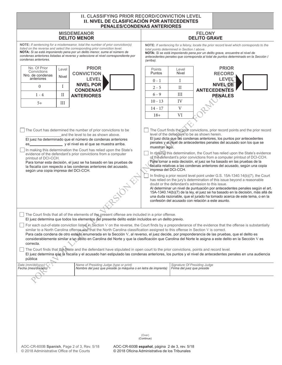 Formulario AOC-CR-600B - Fill Out, Sign Online And Download Printable ...