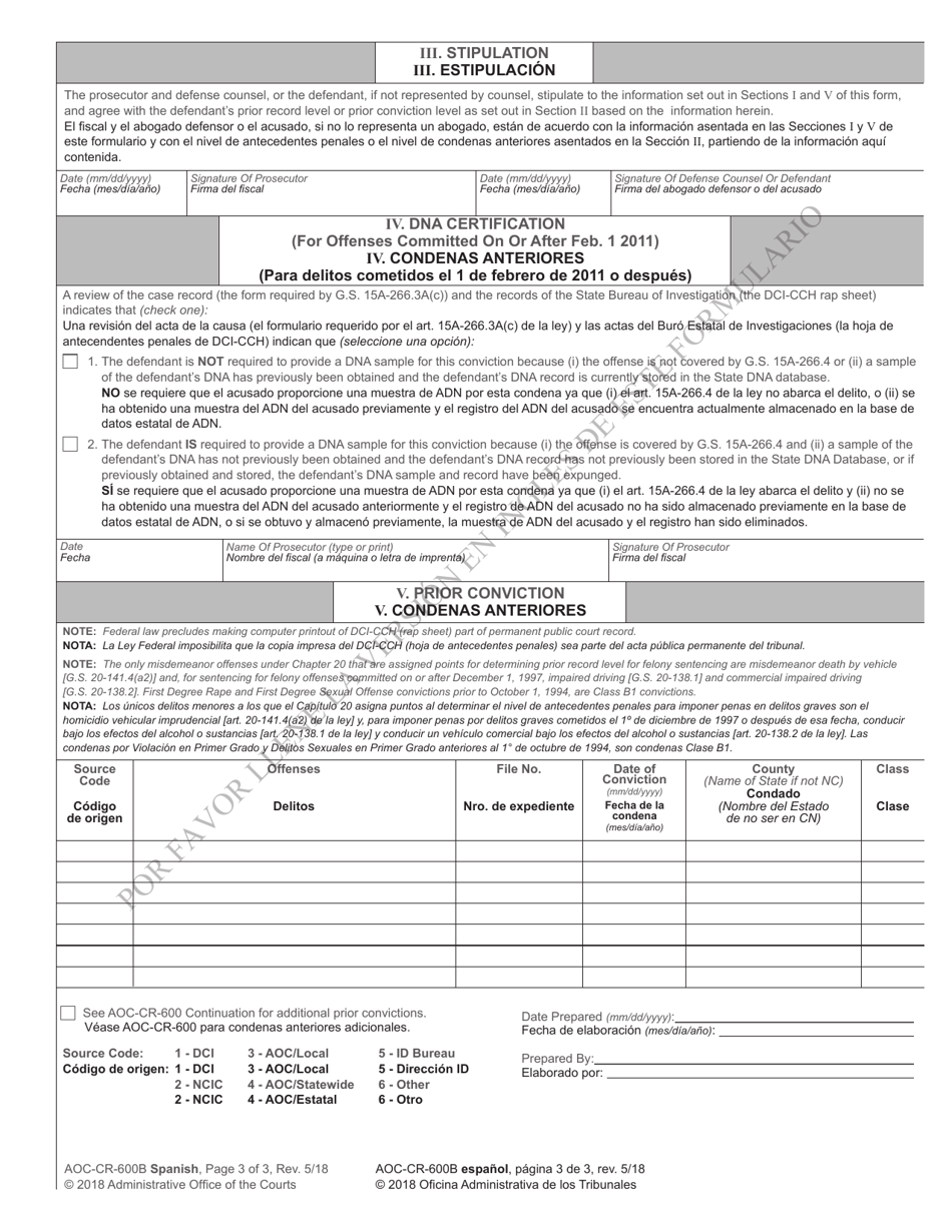 Formulario AOC-CR-600B - Fill Out, Sign Online And Download Printable ...