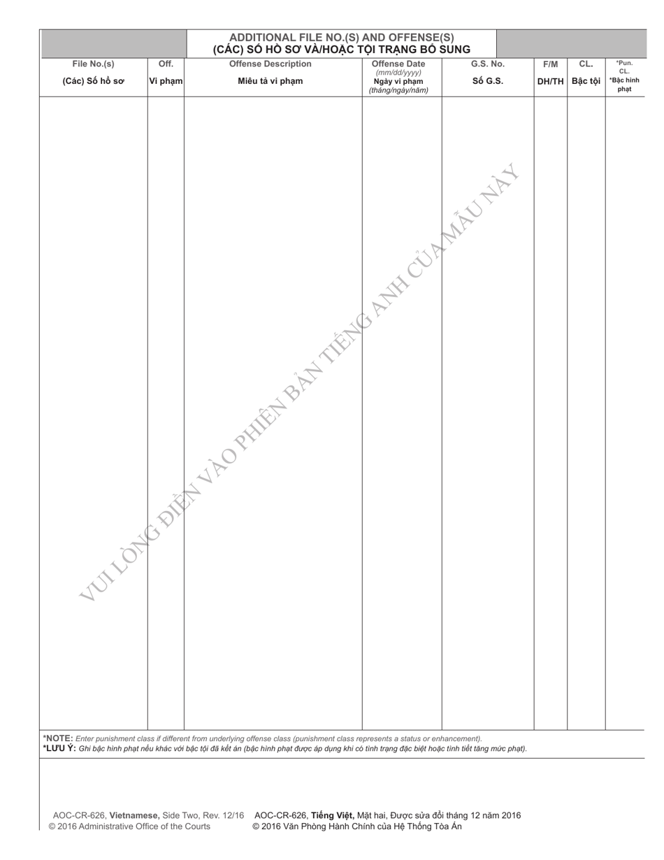 Form AOC-CR-602 Judgment and Commitment - Misdemeanor Active Punishment (Structured Sentencing) - North Carolina (Vietnamese), Page 6