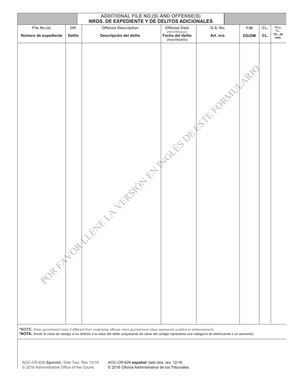 Formulario AOC-CR-602 Sentencia Y Auto De Prision Castigo De Reclusion - Delitos Menores (Imposicion Estructurada De La Pena) - North Carolina (Spanish), Page 6
