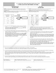 Form AOC-CR-600B Worksheet Prior Record Level for Felony Sentencing and Prior Conviction Level for Misdemeanor Sentencing (Structured Sentencing) - North Carolina (English/Vietnamese), Page 2