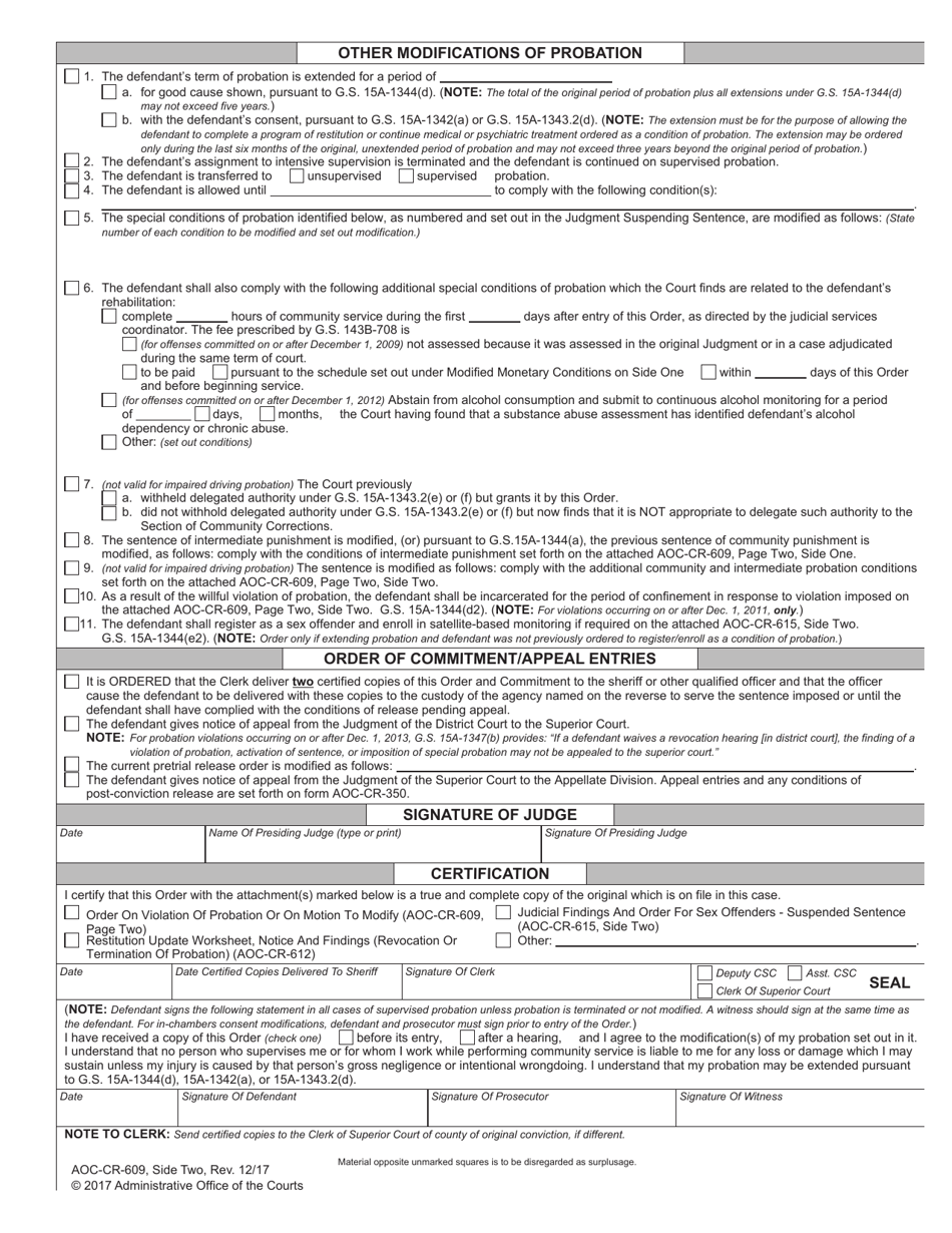 Form AOC-CR-609 - Fill Out, Sign Online and Download Fillable PDF ...