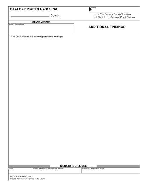 Form AOC-CR-618  Printable Pdf