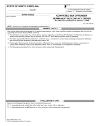 Document preview: Form AOC-CR-620 Convicted Sex Offender Permanent No Contact Order - North Carolina