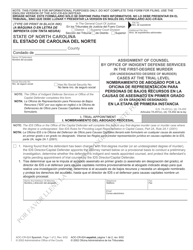 Document preview: Form AOC-CR-624 Assignment of Counsel by Office of Indigent Defense Services in the First-Degree Murder (Or Undesignated Degree of Murder) Cases at the Trial Level - North Carolina (English/Spanish)