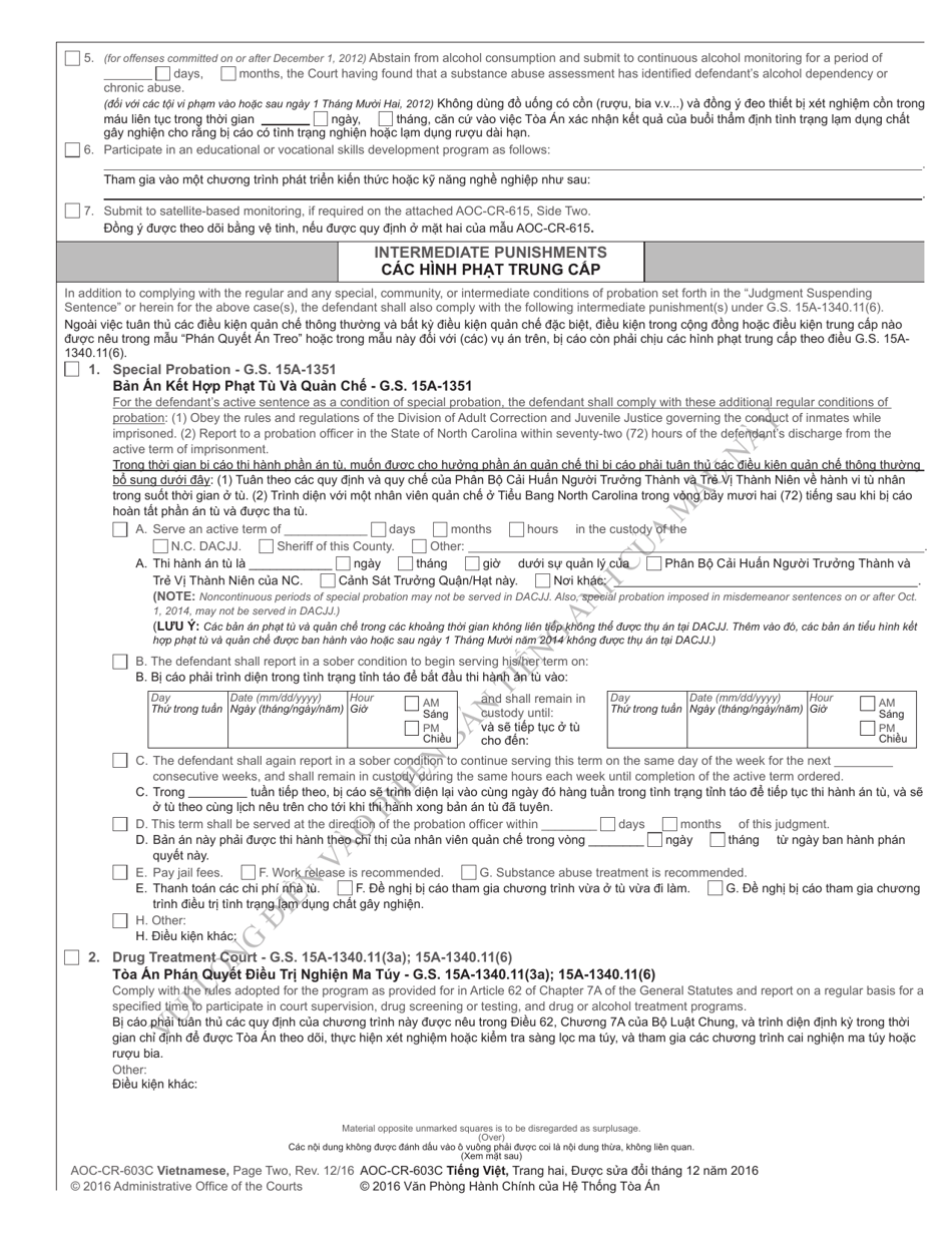Form AOC-CR-628C Conditional Discharge Under G.s. 14-204(B) (For Offenses Committed Oct. 1, 2013 - Nov. 30, 2016) - North Carolina, Page 5