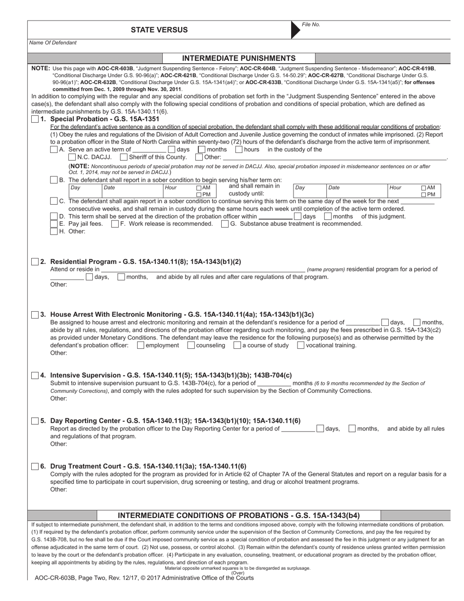 Form AOC-CR-632B Conditional Discharge Under G.s. 15a-1341(A4) (For Offenses Committed Dec. 1, 2009 - Nov. 30, 2011) - North Carolina, Page 3