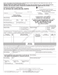 Document preview: Form AOC-CR-632D Conditional Discharge Under G.s. 15a-1341(A4) (For Offenses Committed on or After Dec. 1, 2016) - North Carolina (English/Spanish)