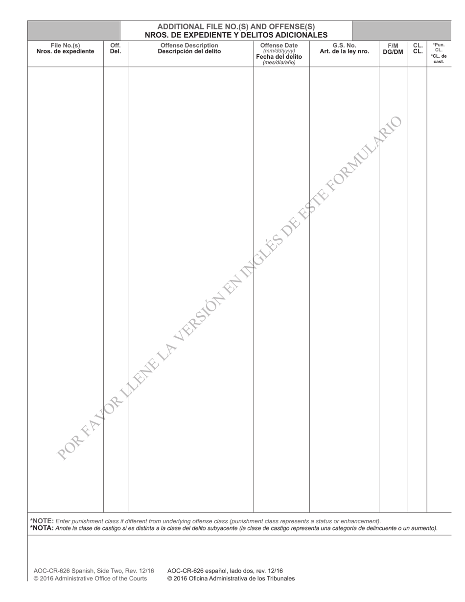 Form AOC-CR-632D Conditional Discharge Under G.s. 15a-1341(A4) (For Offenses Committed on or After Dec. 1, 2016) - North Carolina (English / Spanish), Page 11