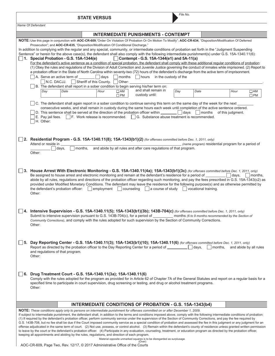 Form AOC-CR-635 Disposition / Modification of Conditional Discharge - North Carolina, Page 3