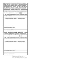 Form AOC-CR-910M Warrant for Arrest for Fugitive - North Carolina, Page 2