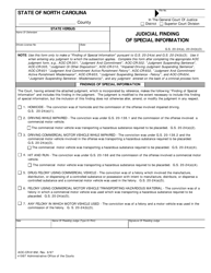Document preview: Form AOC-CR-918M Judicial Finding of Special Information - North Carolina