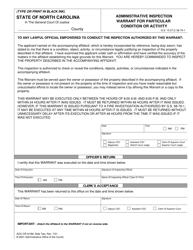 Form AOC-CR-913M Affidavit to Obtain Administrative Inspection Warrant for Particular Condition or Activity - North Carolina, Page 2