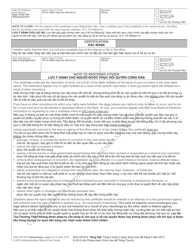 Form AOC-CR-919 Certificate of Restoration of Citizenship (Out-of-State or Federal Conviction) - North Carolina (English/Vietnamese), Page 2
