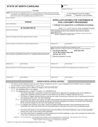 Document preview: Form AOC-CV-111 Appellate Entries for Contemnor in Civil Contempt Proceeding - North Carolina