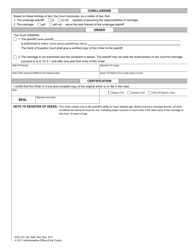 Form AOC-CV-122 Order in Civil Action to Authorize Underage Person to Marry - North Carolina, Page 2