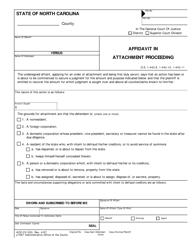 Document preview: Form AOC-CV-300 Affidavit in Attachment Proceeding - North Carolina