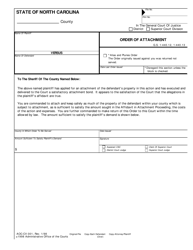 Form AOC-CV-301 Order of Attachment - North Carolina