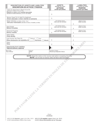 Form AOC-CV-226 Civil Affidavit of Indigency - North Carolina (English/Spanish), Page 2