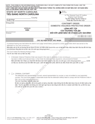 Document preview: Form AOC-CV-309 Contempt Order Domestic Violence Protective Order - North Carolina (English/Vietnamese)