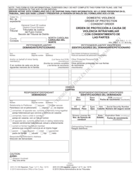 Form AOC-CV-306 Domestic Violence Order of Protection - North Carolina (English/Spanish)