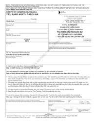 Form AOC-CV-317 Civil Summons Domestic Violence - North Carolina (English/Vietnamese)