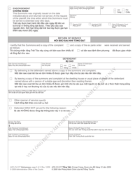 Form AOC-CV-317 Civil Summons Domestic Violence - North Carolina (English/Vietnamese), Page 2