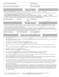 Form AOC-CV-313 Motion to Renew/Modify/Set Aside Domestic Violence Protective Order Notice of Hearing - North Carolina (English/Vietnamese), Page 2