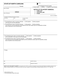 Document preview: Form AOC-CV-405 Notice of Voluntary Dismissal - North Carolina