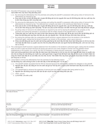 Form AOC-CV-401 VIETNAMESE Writ of Possession - Real Property - North Carolina (English/Vietnamese), Page 2