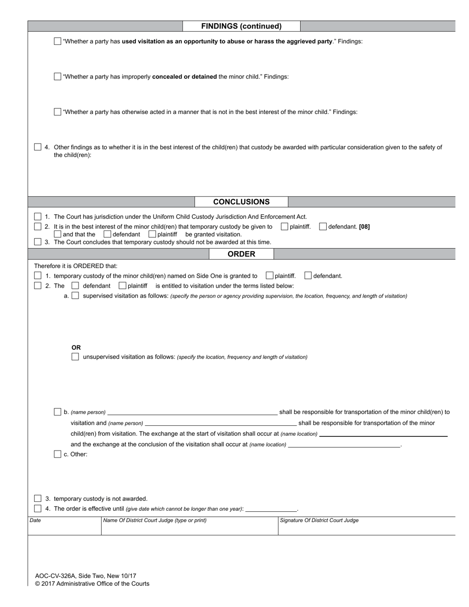 Form AOC-CV-326 Modified Domestic Violence Order of Protection - North Carolina, Page 6