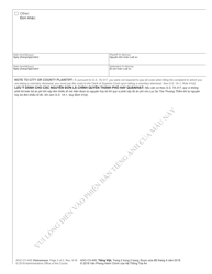 Form AOC-CV-405 VIETNAMESE Notice of Voluntary Dismissal - North Carolina (English/Vietnamese), Page 2